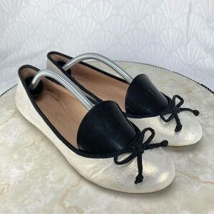 Jessica Simpson Matini Bow Ballet Flats Womens 7 Metallic Gold Ballerina Shoes